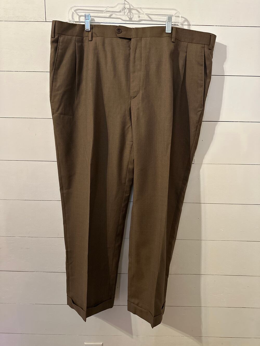 Santorelli Luxury Surge Men’s Pleat Dress Pant 42X26 Color Tobacco Made in Italy